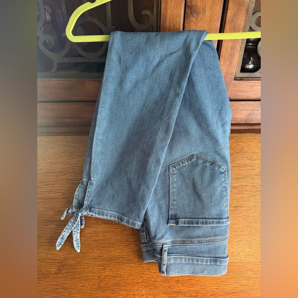 Loft Crop Tie Hem Skinny Jeans